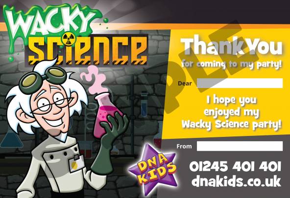 Wacky Science Party Thank You